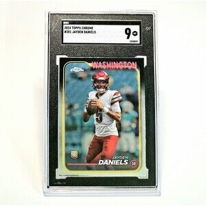 JAYDEN DANIELS RC MINT 9 TOPPS NOW  CHROME #201 COMMANDERS 2024!